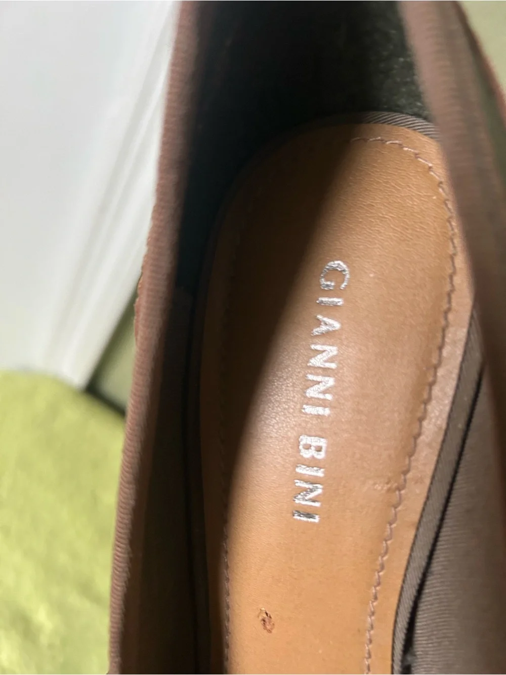 Gianni Bini Green Camo Peep-Toe Heels with Brown Trim Sz 10 M